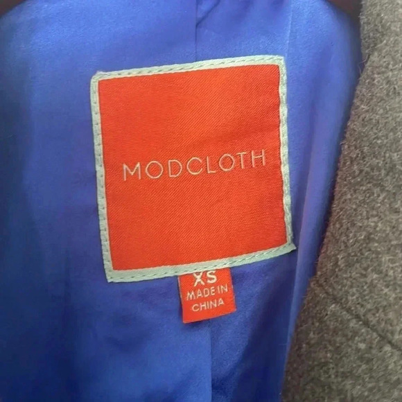 Modcloth Salient Style Wool Coat Polkadot Gray Sz XS - Picture 9 of 15